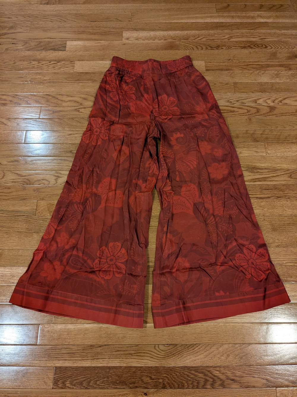 Anthropologie Farm Rio Red Floral Wide-Leg Pants Small NWT
